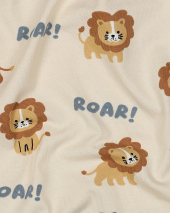 Tissu Jersey de Coton Beige Petit Lion - Mercerine