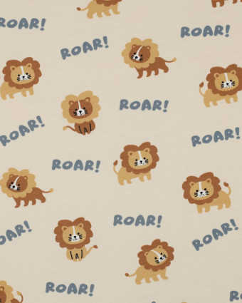 Tissu Jersey de Coton Beige Petit Lion - Mercerine