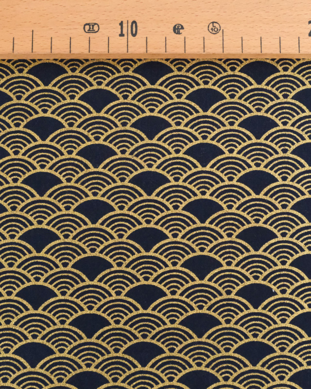 Tissu Coton Imprimé Lurex Sensu Marine Or  - Mercerine