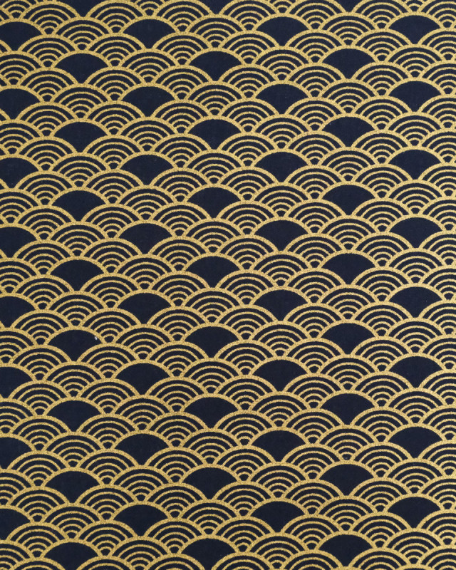 Tissu Coton Imprimé Lurex Sensu Marine Or  - Mercerine