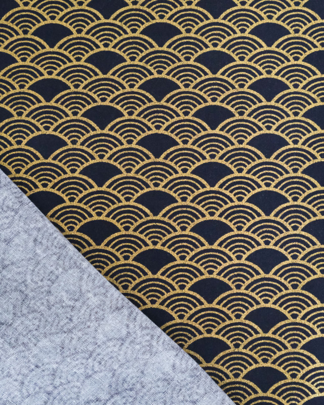 Tissu Coton Imprimé Lurex Sensu Marine Or  - Mercerine