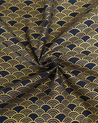 Tissu Coton Imprimé Lurex Sensu Marine Or - Mercerine