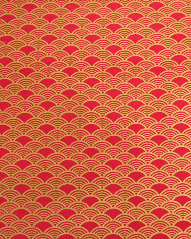 Tissu Coton Imprimé Lurex Sensu Rouge Or  - Mercerine