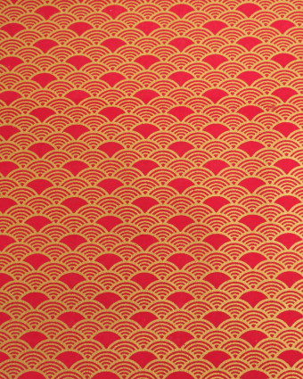 Tissu Coton Imprimé Lurex Sensu Rouge Or  - Mercerine