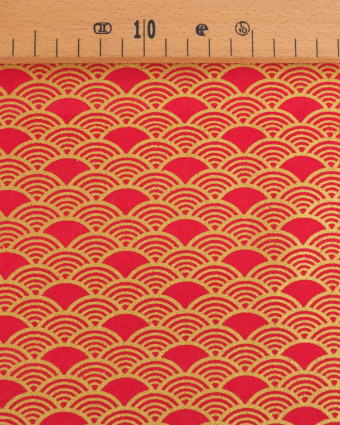 Tissu Coton Imprimé Lurex Sensu Rouge Or  - Mercerine