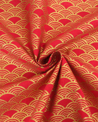 Tissu Coton Imprimé Lurex Sensu Rouge Or - Mercerine