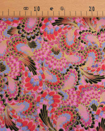 Tissu Coton Imprimé Lurex Paon Rose - Mercerine