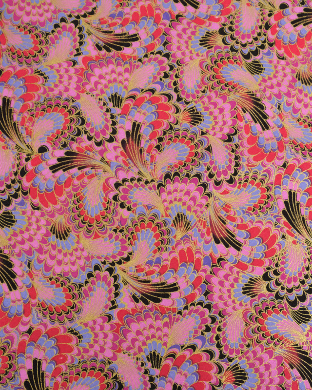 Tissu Coton Imprimé Lurex Paon Rose - Mercerine