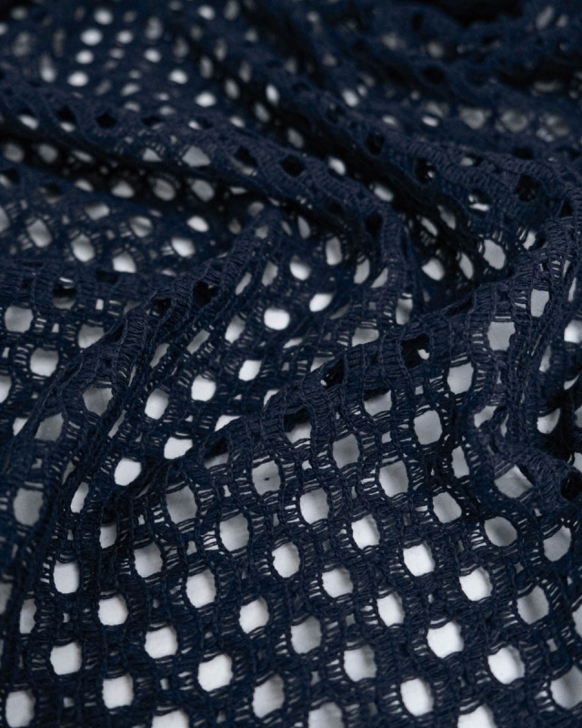 Tissu Crochet Coton Marine - Mercerine