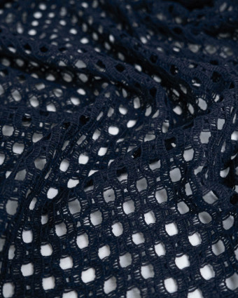 Tissu Crochet Coton Marine - Mercerine