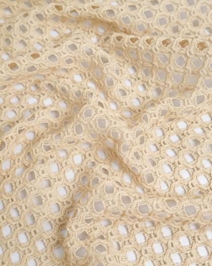 Tissu Crochet Coton Sable - Mercerine