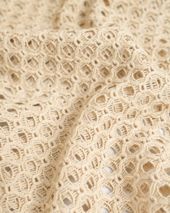 Tissu Crochet Coton Sable - Mercerine
