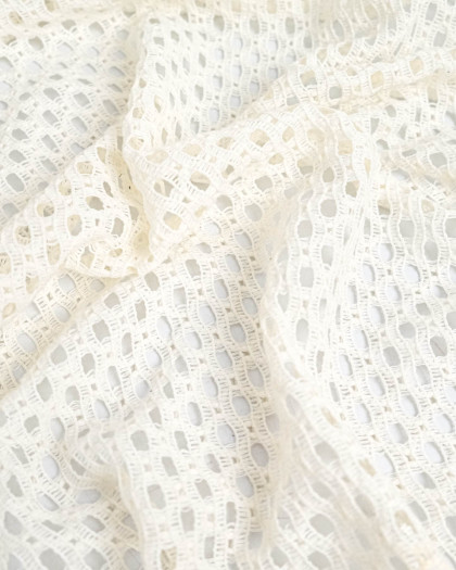 Tissu Crochet Coton Ecru - Mercerine