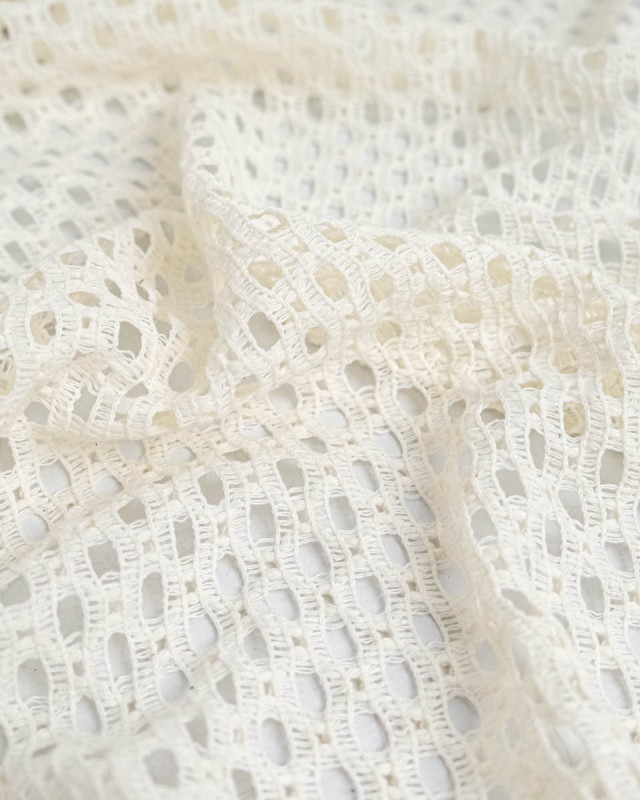 Tissu Crochet Coton Ecru - Mercerine