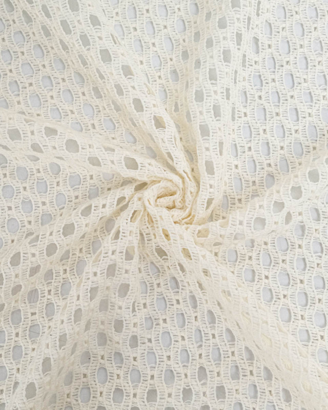 Tissu Crochet Coton Ecru - Mercerine