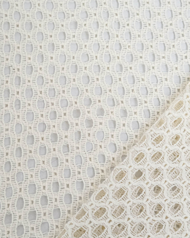 Tissu Crochet Coton Ecru - Mercerine