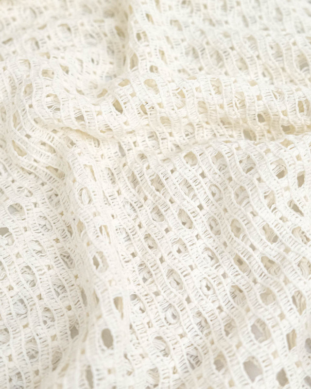 Tissu Crochet Coton Ecru - Mercerine