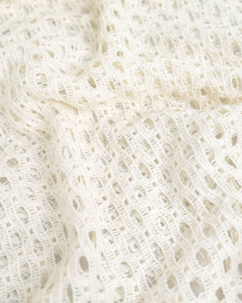Tissu Crochet Coton Ecru - Mercerine