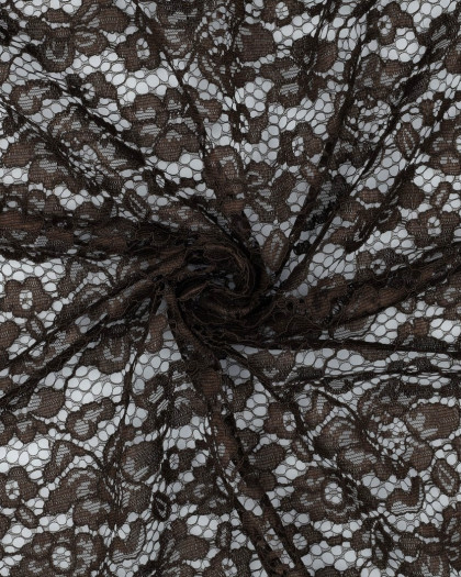 Tissu Dentelle Bordure Festonnée Chocolat - Mercerine
