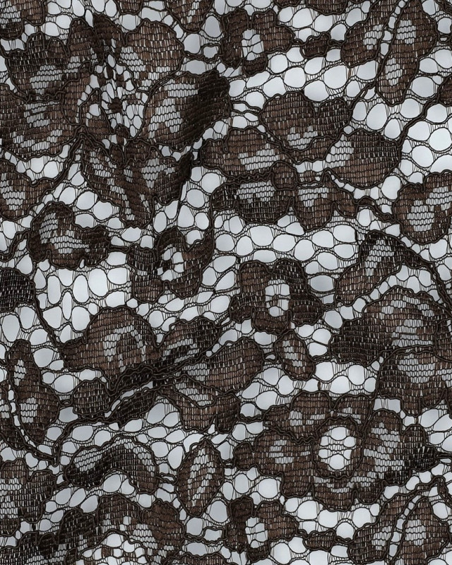 Tissu Dentelle Bordure Festonnée Chocolat - Mercerine