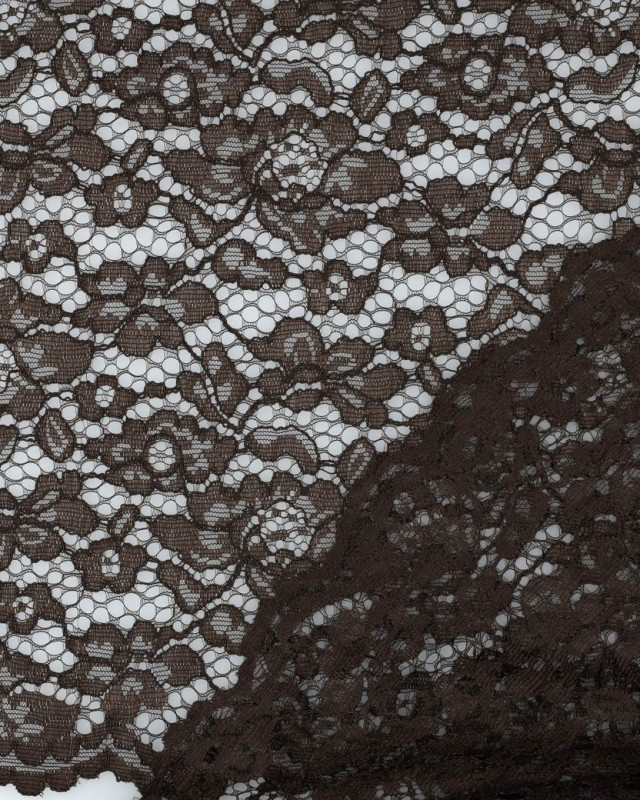 Tissu Dentelle Bordure Festonnée Chocolat - Mercerine
