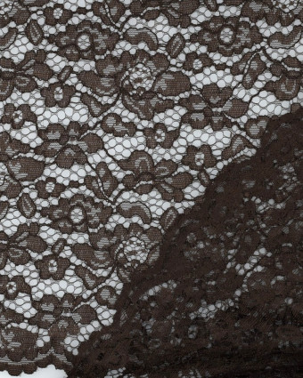 Tissu Dentelle Bordure Festonnée Chocolat - Mercerine