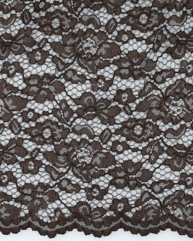 Tissu Dentelle Bordure Festonnée Chocolat - Mercerine