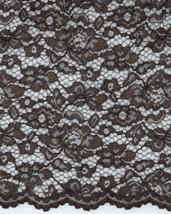 Tissu Dentelle Bordure Festonnée Chocolat - Mercerine