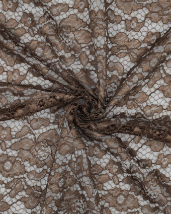 Tissu Dentelle Bordure Festonnée Café - Mercerine