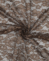 Tissu Dentelle Bordure Festonnée Café
