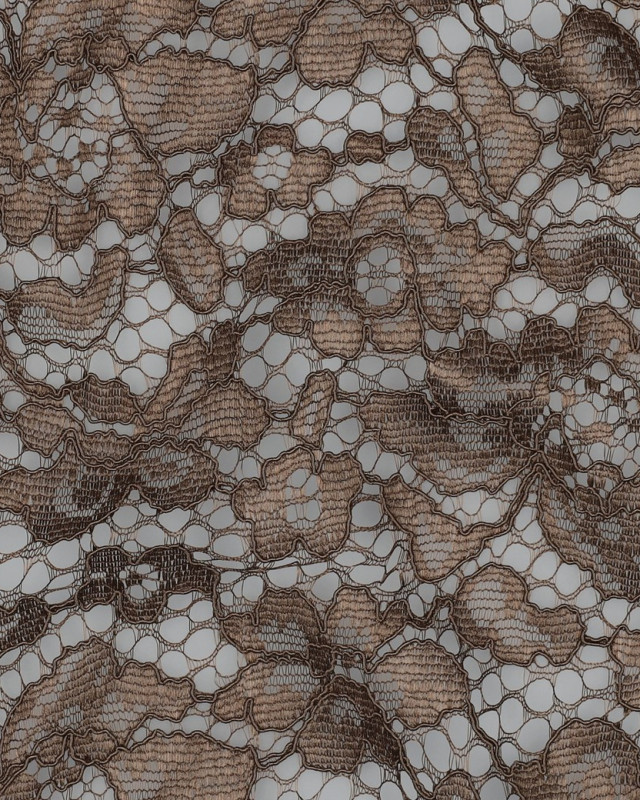Tissu Dentelle Bordure Festonnée Café - Mercerine
