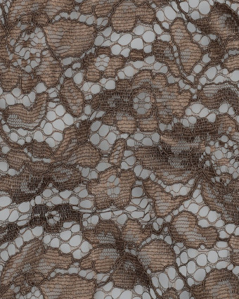 Tissu Dentelle Bordure Festonnée Café - Mercerine