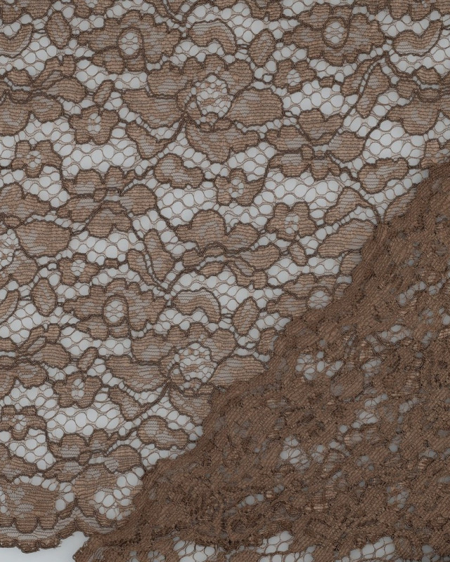 Tissu Dentelle Bordure Festonnée Café - Mercerine