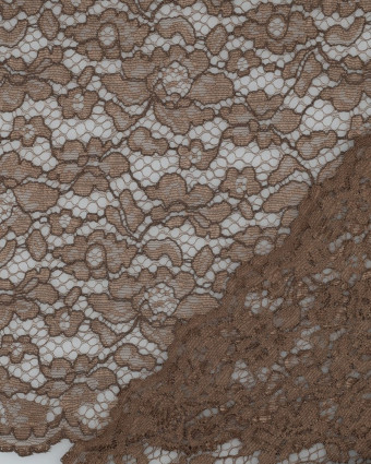 Tissu Dentelle Bordure Festonnée Café - Mercerine
