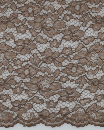 Tissu Dentelle Bordure Festonnée Café - Mercerine