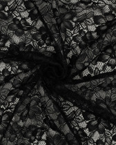 Tissu Dentelle Fleuri Bordure Festonnée Noir