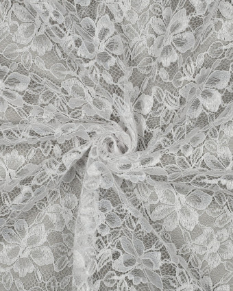 Tissu Dentelle Fleuri Bordure Festonnée Blanc - Mercerine