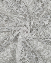Tissu Dentelle Fleuri Bordure Festonnée Blanc