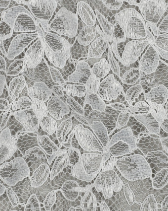 Tissu Dentelle Fleuri Bordure Festonnée Blanc - Mercerine