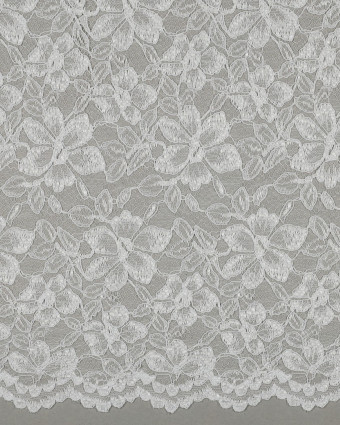 Tissu Dentelle Fleuri Bordure Festonnée Blanc - Mercerine