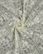 Tissu Dentelle Fleuri Bordure Festonnée Crème