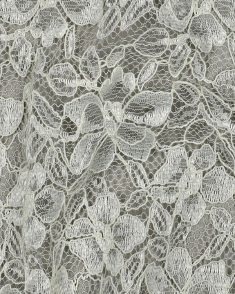 Tissu Dentelle Fleuri Bordure Festonnée Crème - Mercerine