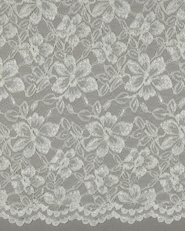 Tissu Dentelle Fleuri Bordure Festonnée Crème - Mercerine