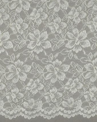 Tissu Dentelle Fleuri Bordure Festonnée Crème - Mercerine