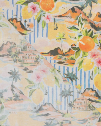 Voile de Coton Imprimé Egypte Jaune - Mercerine