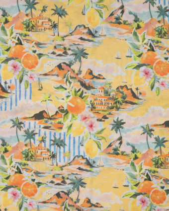 Voile de Coton Imprimé Egypte Jaune - Mercerine