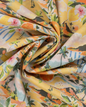 Voile de Coton Imprimé Egypte Jaune - Mercerine
