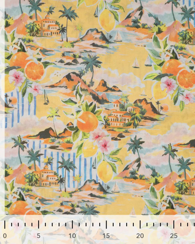 Voile de Coton Imprimé Egypte Jaune - Mercerine