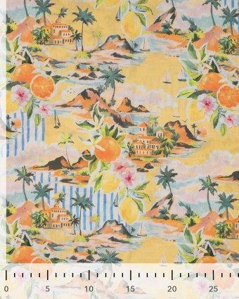 Voile de Coton Imprimé Egypte Jaune - Mercerine