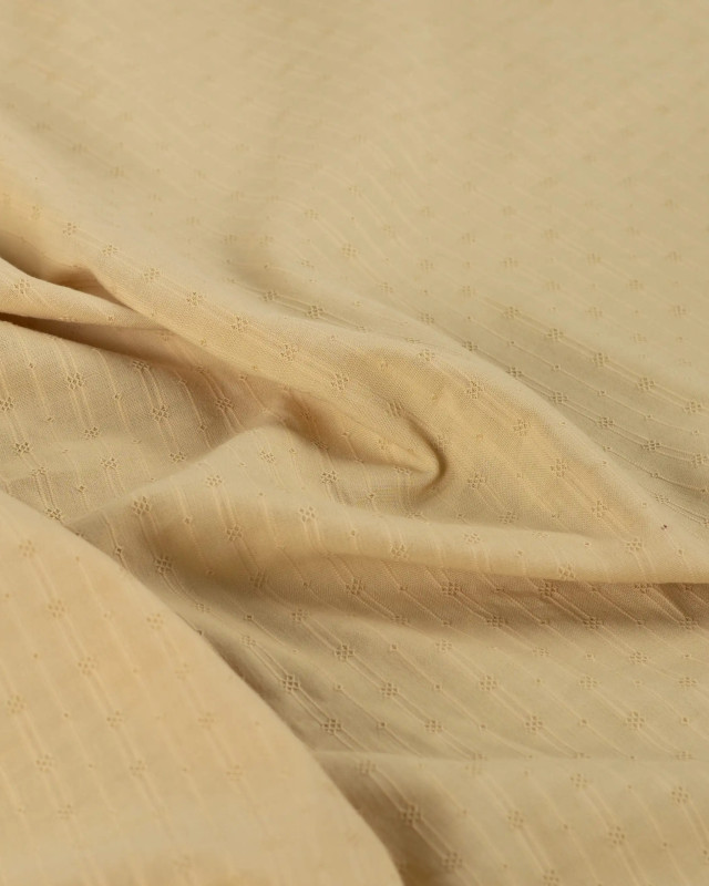 Tissu Coton Brodé Losange Naturel - Mercerine